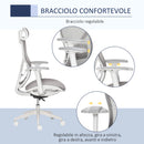 Sedia Poltrona Direzionale da Ufficio 67x65x120-128 cm in Tessuto a Rete Grigio