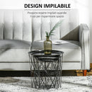 Set 3 Tavolini  Ripiano Rimovibile in Acciaio Nero