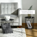 Set 3 Tavolini  Ripiano Rimovibile in Acciaio Nero