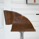 Sgabello Bar 58x54x92-112 cm Seduta Imbottita Nero e Noce