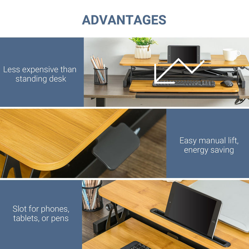 Supporto Monitor Pc da Scrivania 80x40x13,5-51 cm in Acciaio e Legno