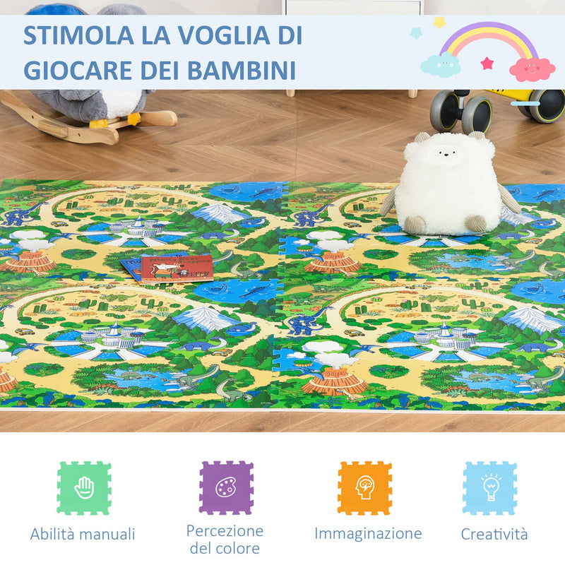 Tappeto Puzzle per Bambini 182,5x182,5 cm in EVA Fantasia