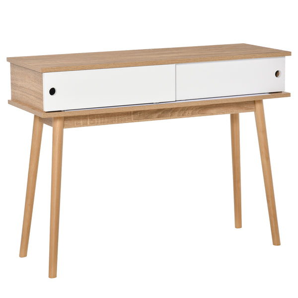 Console d'Entrée 2 Compartiments 100x35x75 cm en MDF et Bois et Métal Blanc acquista