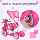 Triciclo Passeggino con Seggiolino Reversibile per Bambini Rosa