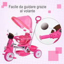 Triciclo Passeggino con Seggiolino Reversibile per Bambini Rosa