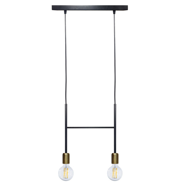 prezzo Suspension 2xE27 Cadre Peint Noir Or Satiné E-Energy Elvira