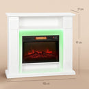 Camino Elettrico da Pavimento 105x27x97 cm 1800W Regolabile con Fiamma 3D Timer e Telecomando Bianco      