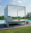 Lettino a Baldacchino da Esterno in Alluminio 195x195x200cm Vorghini Canopy Crema