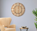 Orologio da Muro Wood Ø60x5 cm MDF e Ferro Oro e Nero