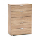 Mobiletto 5 Cassetti Naturale 75x38x103 h cm in Truciolare bilaminato Marrone chiaro