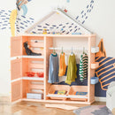 Casetta Portagiochi 128x34x155 cm con Contenitori e Appendiabiti Arancione