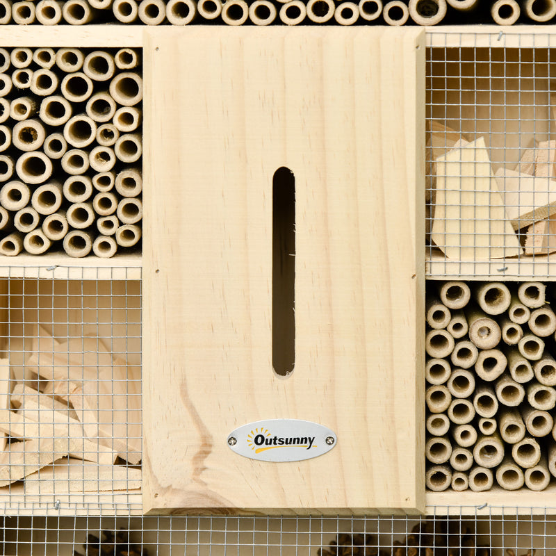 Casa per Insetti da Giardino 32x12,5x57 cm 5 Livelli in Legno e Bamboo
