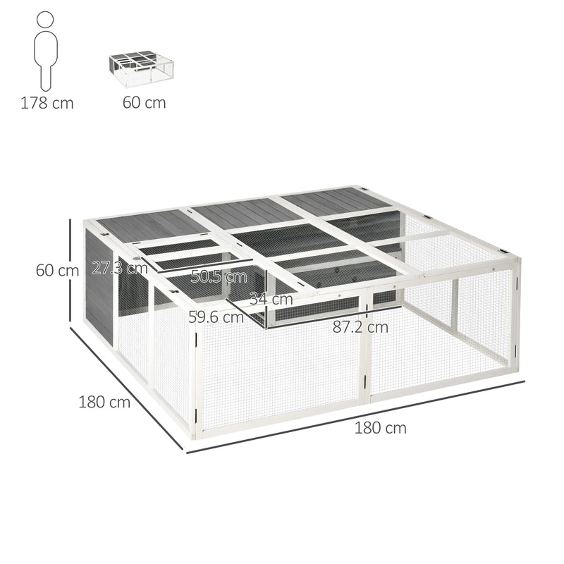 Conigliera da Esterno 180x180x60 cm in Legno Grigia