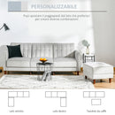 Divano Letto Angolare 218x110x66 cm con Penisola in Legno e Tessuto Grigio Chiaro