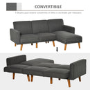 Divano Letto Angolare 194x134x78 cm con Penisola in Legno e Tessuto Grigio Scuro