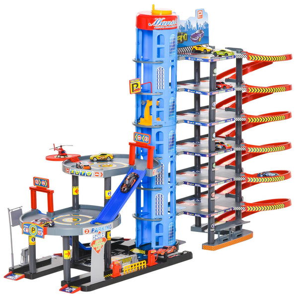 acquista Garage à jouets pour enfants avec rampes, ascenseur et héliport