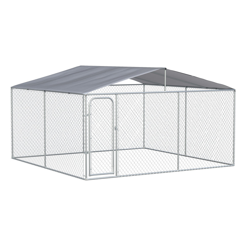 Kennel per Cani da Esterno 400x400x232 cm in Metallo Argento