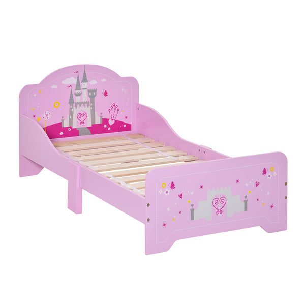 prezzo Structure de lit simple pour enfant 143x73x60 cm en bois de peuplier rose