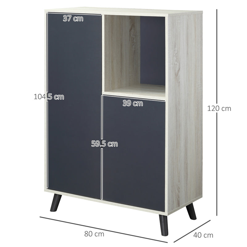 Libreria Moderna 80x40x120 cm 2 Ante 1 Ripiano Grigio Scuro