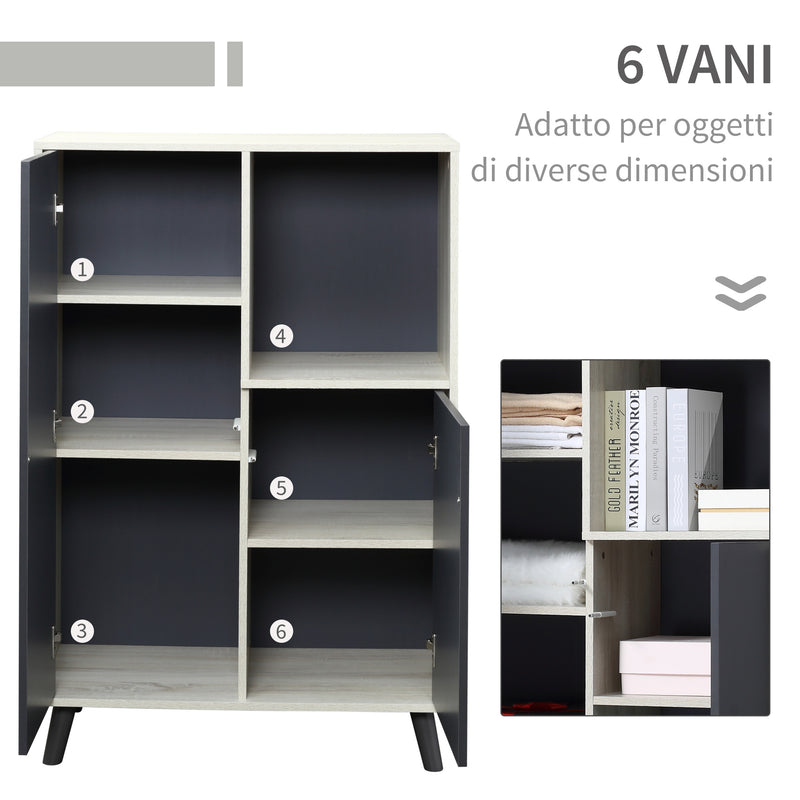 Libreria Moderna 80x40x120 cm 2 Ante 1 Ripiano Grigio Scuro