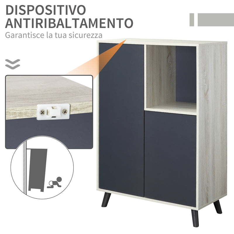 Libreria Moderna 80x40x120 cm 2 Ante 1 Ripiano Grigio Scuro