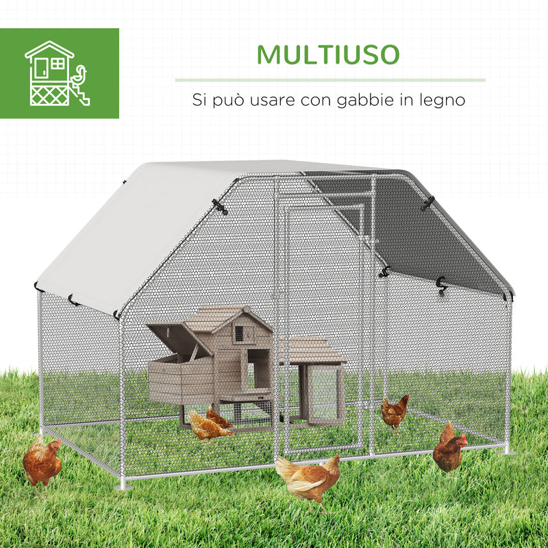 Pollaio Gabbia per Galline da Esterno 280x193,5x195 cm in Metallo