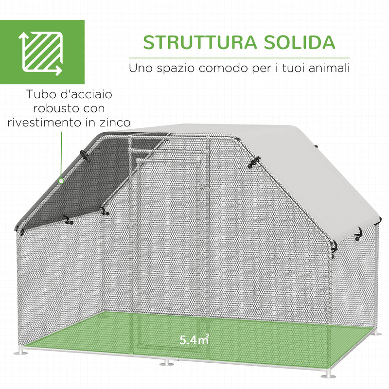 Pollaio Gabbia per Galline da Esterno 280x193,5x195 cm in Metallo