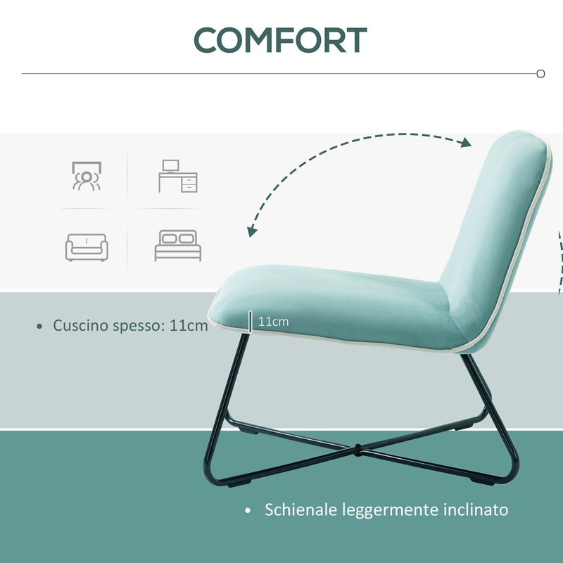 Poltrona Imbottita 55x69x68 cm in Velluto Verde