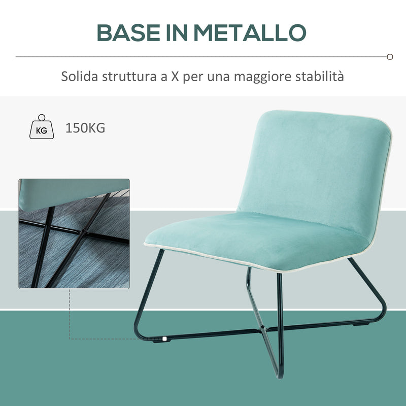 Poltrona Imbottita 55x69x68 cm in Velluto Verde
