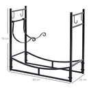 Portalegna per Camino 84x33x76 cm con Accessori in Metallo Nero