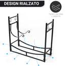 Portalegna per Camino 84x33x76 cm con Accessori in Metallo Nero