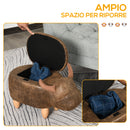 Pouf Poggiapiedi a Forma di Bufalo 62x35x36 cm in Tessuto Effetto Pelle Scamosciata Marrone