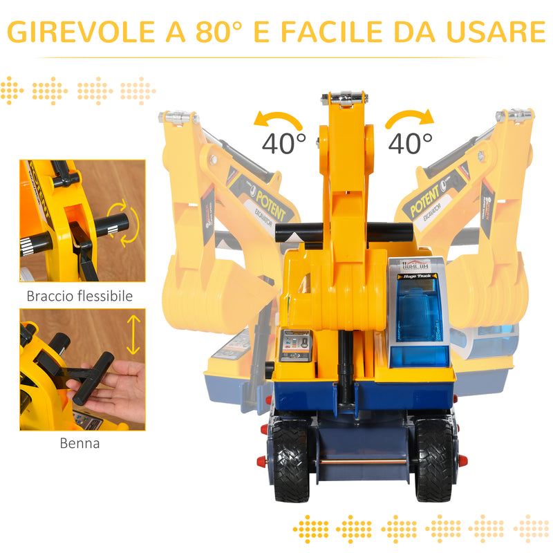 Escavatore Ruspa Cavalcabile 77x26x55 cm per Bambini Giallo