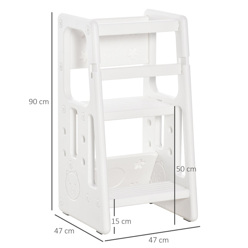 Scaletta per Bambini 3 Livelli 47x47x90 cm in HDPE Bianco