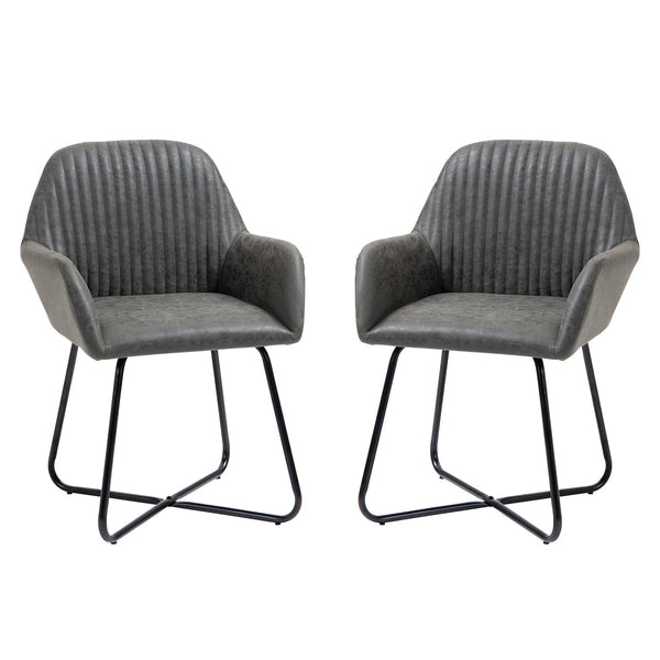 Lot de 2 Chaises Rembourrées 60x56,5x85 cm en Simili Cuir Gris acquista