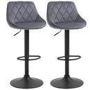 Set 2 Sgabelli da Bar 51,5x48x83-104 cm in Tessuto Effetto Velluto Grigio Scuro e Nero