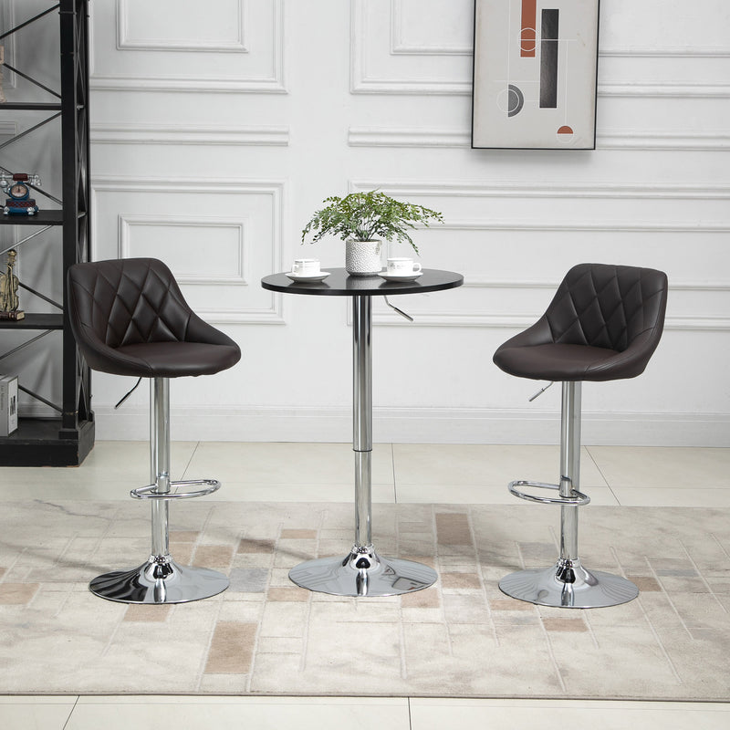 Set 2 Sgabelli da Bar 51,5x48x83-104 cm in Similpelle Marrone