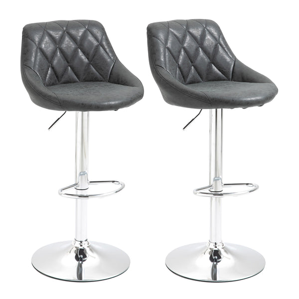 sconto Lot de 2 Tabourets de Bar 51,5x48x83-104 cm en Simili Cuir Noir