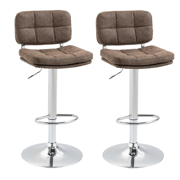 Lot de 2 Tabourets de Bar 41,5x45x85-107 cm en Simili Cuir Marron et Argent sconto