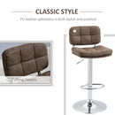 Set 2 Sgabelli da Bar 41,5x45x85-107 cm in Similpelle Marrone e Argento