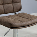 Set 2 Sgabelli da Bar 41,5x45x85-107 cm in Similpelle Marrone e Argento