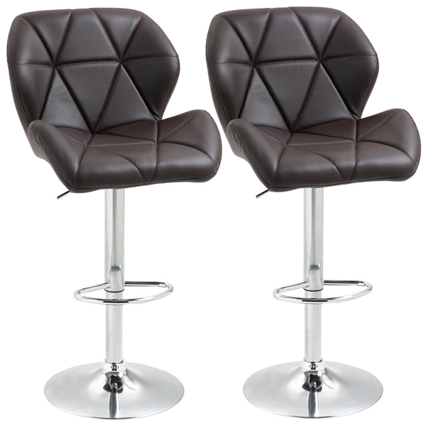 sconto Lot de 2 Tabourets de Bar 51,5x57,5x93-114,5 cm en Simili Cuir Marron