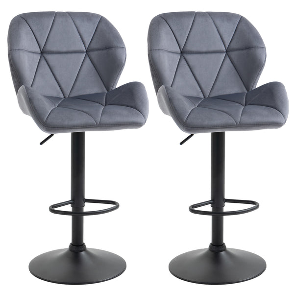 Lot de 2 Tabourets de Bar 51,5x57,5x93-114,5 cm en Tissu Effet Velours Gris sconto