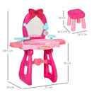 Postazione Trucco Specchiera Giocattolo per Bambini con Specchio e Accessori Rosa e Rosso