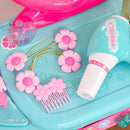 Postazione Trucco Specchiera Giocattolo per Bambini con Specchio e Accessori Azzurro e Bianco