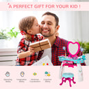 Postazione Trucco Specchiera Giocattolo per Bambini con Specchio e Accessori Azzurro e Bianco