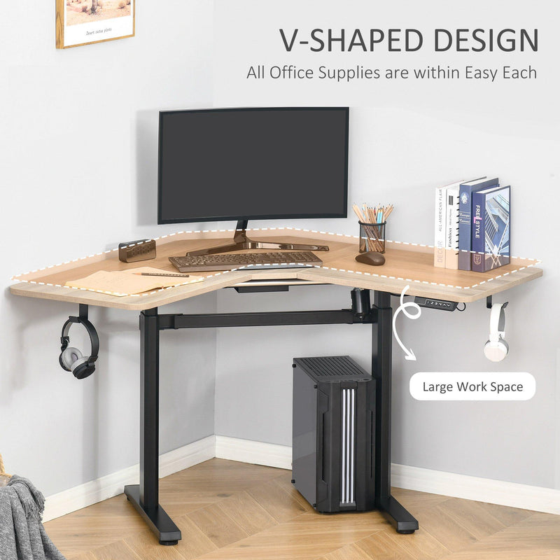 Scrivania da Ufficio Angolare 167x107x72-122 cm in Alluminio e MDF Legno