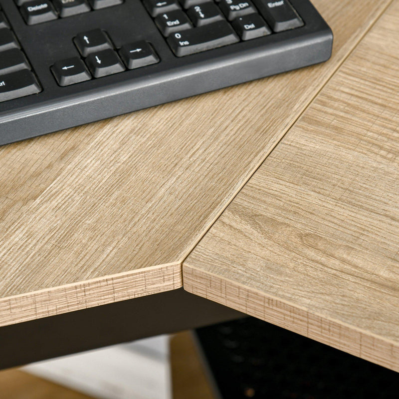 Scrivania da Ufficio Angolare 167x107x72-122 cm in Alluminio e MDF Legno