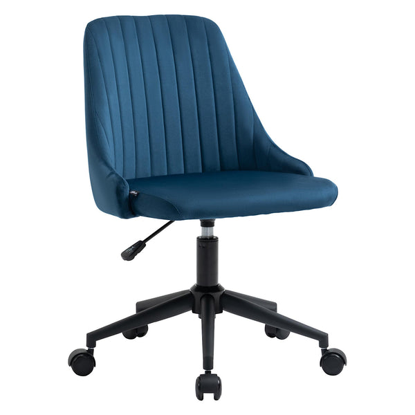 sconto Chaise de Bureau Task 50x58x77-85 cm en Tissu Effet Velours Bleu