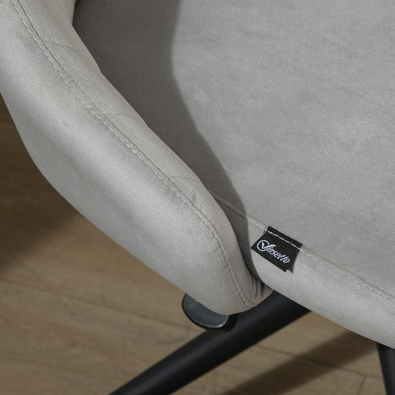 Sedia Operativa da Ufficio 50x58x77-85 cm in Tessuto Effetto Velluto Grigia